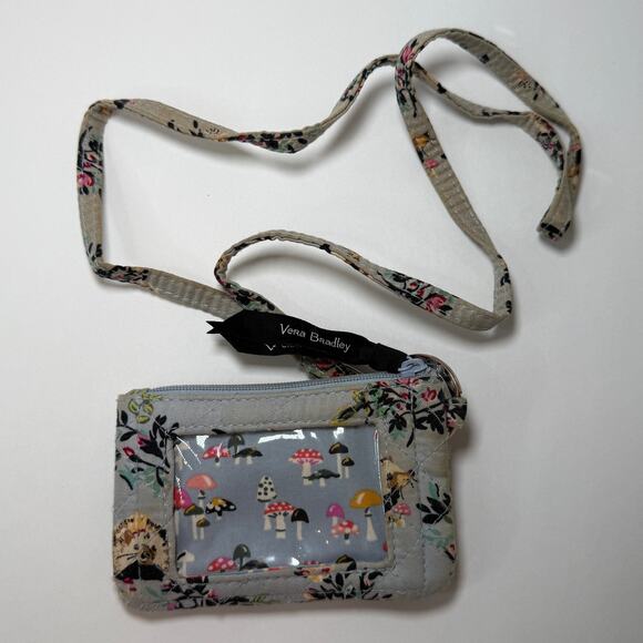Vera Bradley Hedgehog Wild Floral Print Zip ID Case & Breakaway Lanyard - Picture 1 of 3